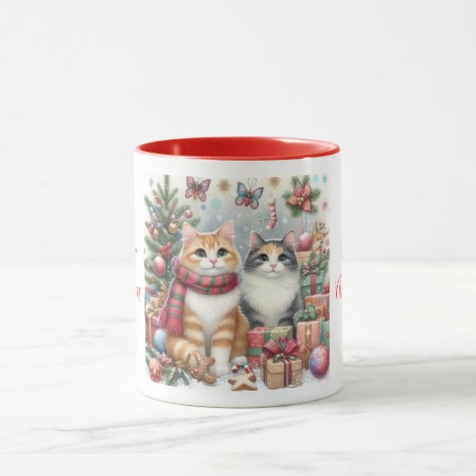 Niedliche Weihnachtskatzen Tasse (Zentrum)