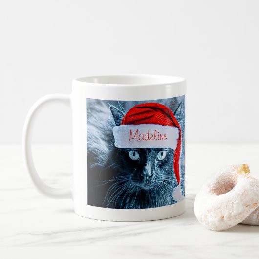 Niedliche Weihnachtskatzen-Tasse, personalisiert Kaffeetasse (Mit Donut)