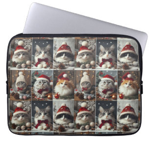 niedliche Weihnachtskatzen Wintertiere rustikal Laptopschutzhülle