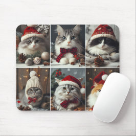 niedliche Weihnachtskatzen Wintertiere rustikal Mousepad