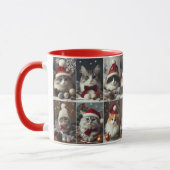 Niedliche Weihnachtskatzen Wintertiere Rustikal Tasse (Links)
