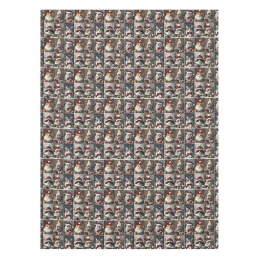 niedliche Weihnachtskatzen Wintertiere rustikal Tischdecke (Vorderseite)