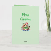 Niedliche Weihnachtskatzengrün Feiertagskarte (Rückseite)