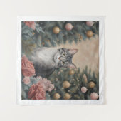 Niedliche Weihnachtskatzenjammer Blume und Bäume Wandteppich (Vorderseite (Horizontal))