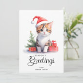 Niedliche Weihnachtskatzenjause Weihnachtskarte Feiertagskarte (Stehend Vorderseite)