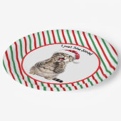 Niedliche Weihnachtskatzenplatte Pappteller (Schrägansicht)