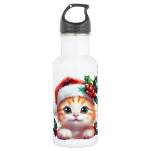 Niedliche Weihnachtskatzenverzierung - Feierliches Edelstahlflasche