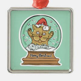 Niedliche Weihnachtskatzenverzierung Silbernes Ornament