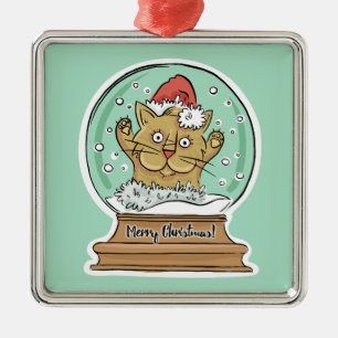 Niedliche Weihnachtskatzenverzierung Silbernes Ornament