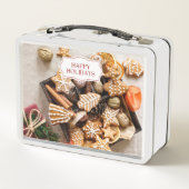 Niedliche Weihnachtskekse-Leckereien Metall Brotdose (Rückseite)