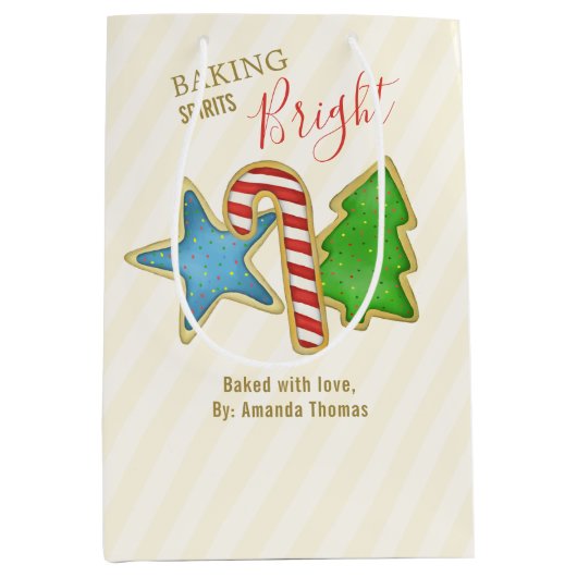 Niedliche Weihnachtskekse Wasserfarbe nach Maß Mittlere Geschenktüte (Vorderseite)