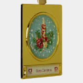 Niedliche Weihnachtskerzen und Glitzern Banner-Ornament Gold (Rechts)