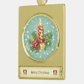 Niedliche Weihnachtskerzen und Glitzern Banner-Ornament Gold (Links)
