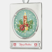Niedliche Weihnachtskerzen und Glitzern Banner-Ornament Silber (Links)