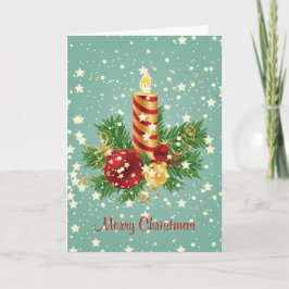 Niedliche Weihnachtskerzen und Glitzern Feiertagskarte