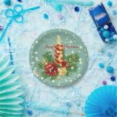 Niedliche Weihnachtskerzen und Glitzern Pappteller (Party)