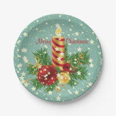 Niedliche Weihnachtskerzen und Glitzern Pappteller (Vorderseite)