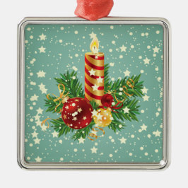 Niedliche Weihnachtskerzen und Glitzern Silbernes Ornament
