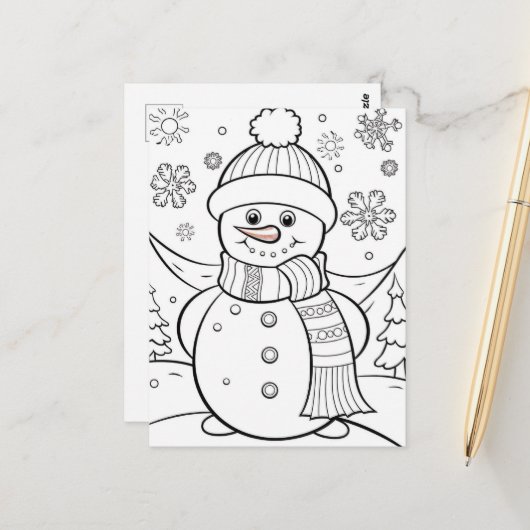 Niedliche Weihnachtskinder, die Snowman färben Postkarte (Vorderseite/Rückseite Beispiel)