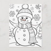 Niedliche Weihnachtskinder, die Snowman färben Postkarte (Vorderseite)