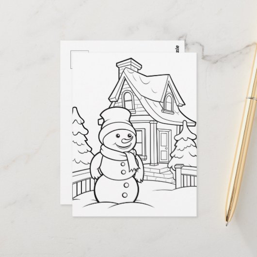 Niedliche Weihnachtskinder, die Snowman färben Postkarte (Vorderseite/Rückseite Beispiel)