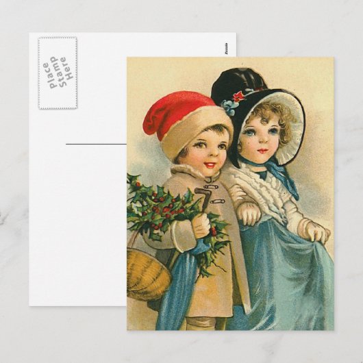 "Niedliche Weihnachtskinder" Feiertagspostkarte (Vorne/Hinten)