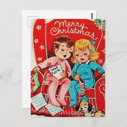 niedliche Weihnachtskinder Postkarte (Vorne/Hinten)