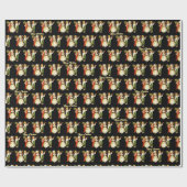 Niedliche Weihnachtskinder Schwarz Geschenkpapier (Flach)