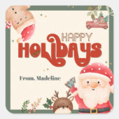 Niedliche Weihnachtskinder Weihnachtsfeier Quadratischer Aufkleber (Vorderseite)