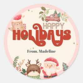 Niedliche Weihnachtskinder Weihnachtsfeier Runder Aufkleber