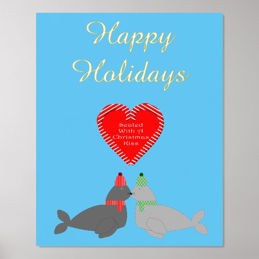 Niedliche Weihnachtskissing-Siegel nach Maß Foliendrucke (Vorderseite)