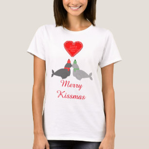Niedliche Weihnachtskissing-Siegel nach Maß T-Shirt