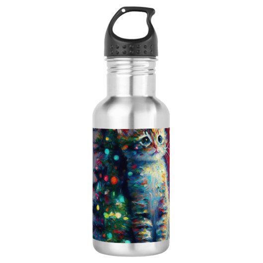 Niedliche Weihnachtskitte Edelstahlflasche (Vorderseite)