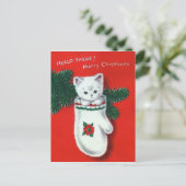 Niedliche Weihnachtskitte Feiertagspostkarte (Stehend Vorderseite)