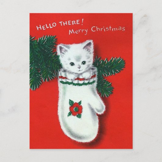 Niedliche Weihnachtskitte Feiertagspostkarte (Vorderseite)