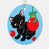 Niedliche Weihnachtskitte Keramik Ornament (Links)