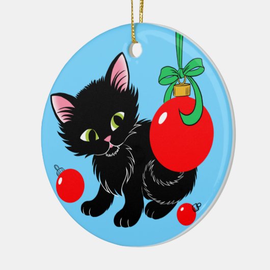 Niedliche Weihnachtskitte Keramik Ornament (Links)