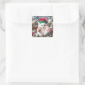 Niedliche Weihnachtskitte Quadratischer Aufkleber (Tasche)