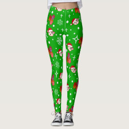Niedliche Weihnachtskitty Green Leggings