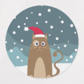 Niedliche Weihnachtskitty, lustige Katze trägt Wei Etiketten (Design 1)