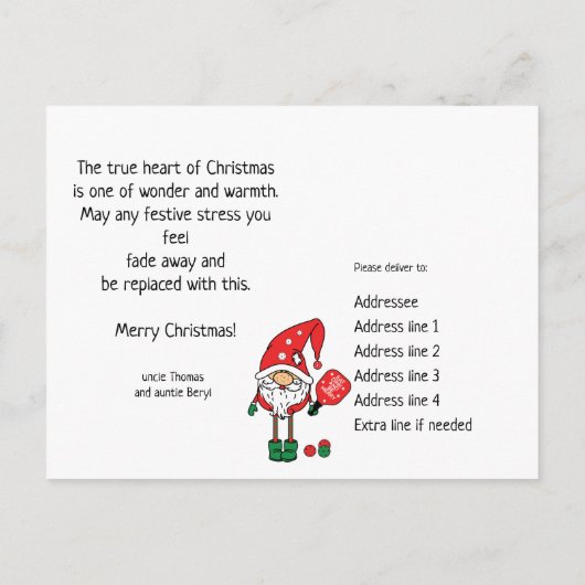 Niedliche 🎅 Weihnachtsklammer Postkarte (Rückseite)