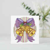 Niedliche Weihnachtsklingeln mit Ribbon und Bow Einladung (Stehend Vorderseite)