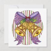 Niedliche Weihnachtsklingeln mit Ribbon und Bow Einladung (Vorderseite)