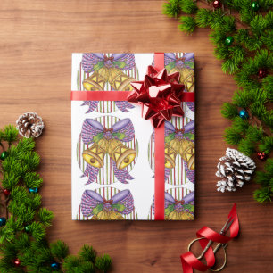 Niedliche Weihnachtsklingeln mit Ribbon und Bow Geschenkpapier