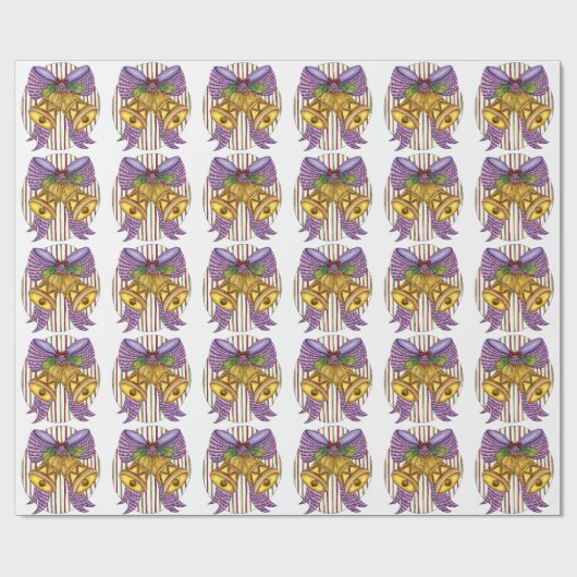 Niedliche Weihnachtsklingeln mit Ribbon und Bow Geschenkpapier (Flach)