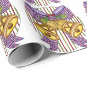 Niedliche Weihnachtsklingeln mit Ribbon und Bow Geschenkpapier (Rolleneckpunkt)