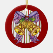 Niedliche Weihnachtsklingeln mit Ribbon und Bow Keramikornament (Vorne)