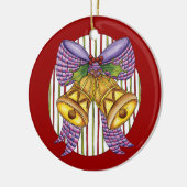 Niedliche Weihnachtsklingeln mit Ribbon und Bow Keramikornament (Links)