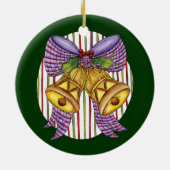 Niedliche Weihnachtsklingeln mit Ribbon und Bow Keramikornament (Hinten)