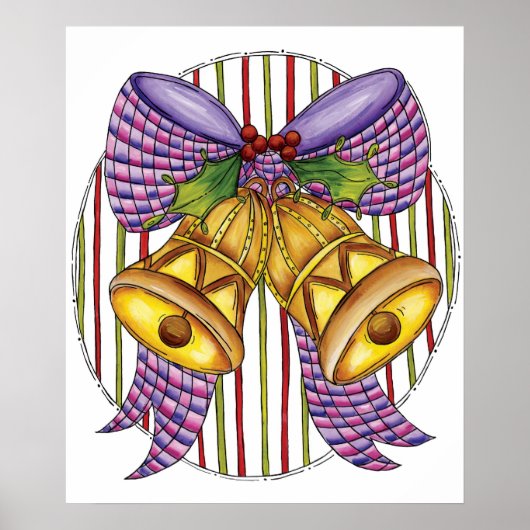 Niedliche Weihnachtsklingeln mit Ribbon und Bow Poster (Vorne)